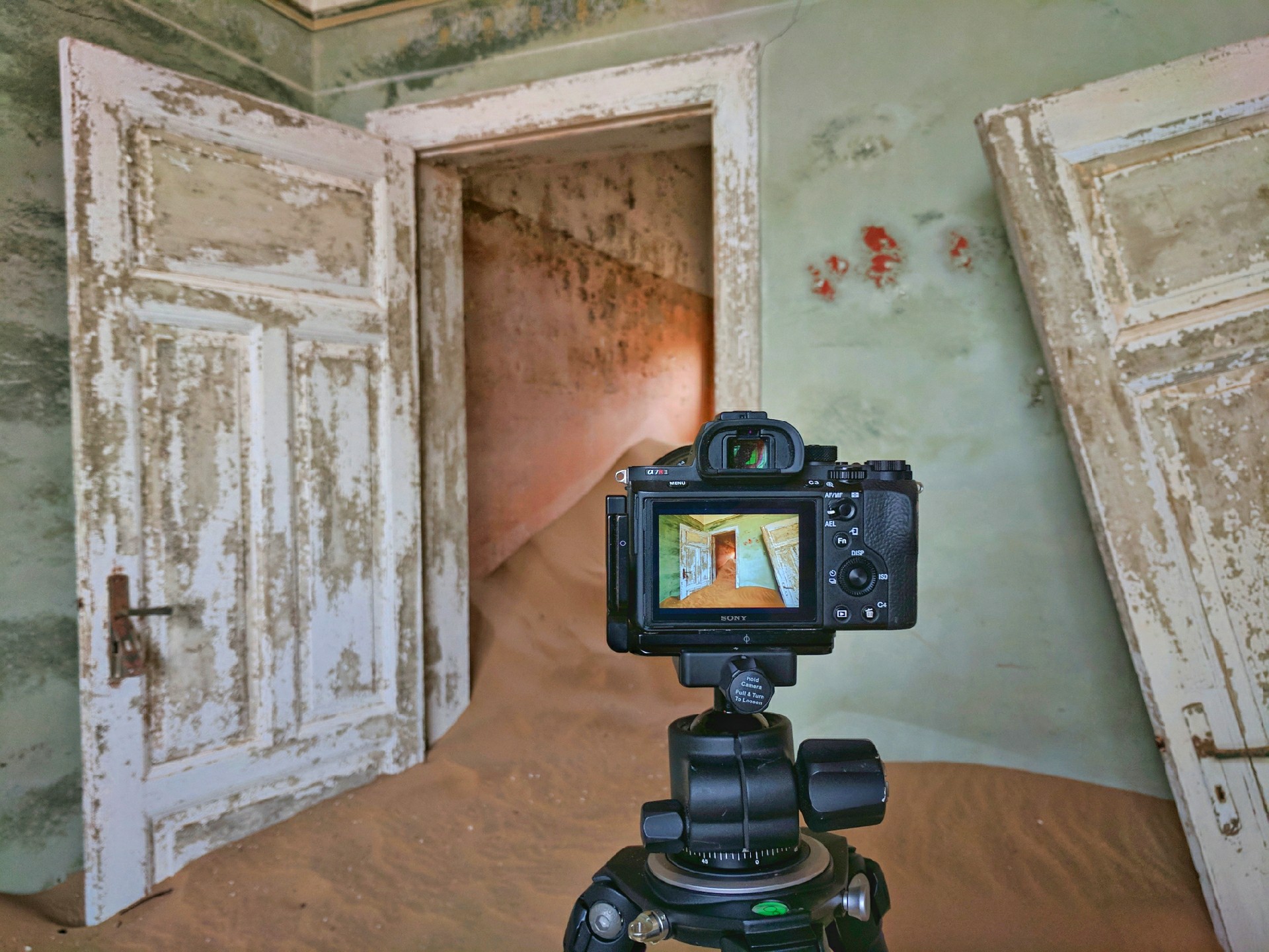 Colby's view photographing Kolmanskop.